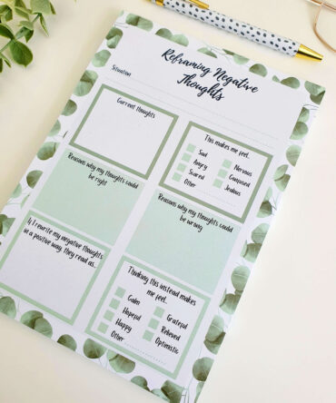 Reframing Negative Thoughts Eucalyptus Anxiety Notepad