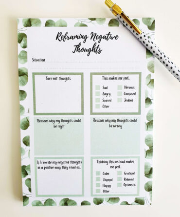 Reframing Negative Thoughts Eucalyptus Anxiety Notepad