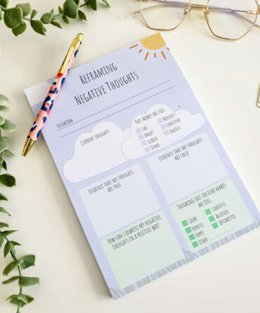 Reframing Negative Thoughts Happy Sky Anxiety Notepad